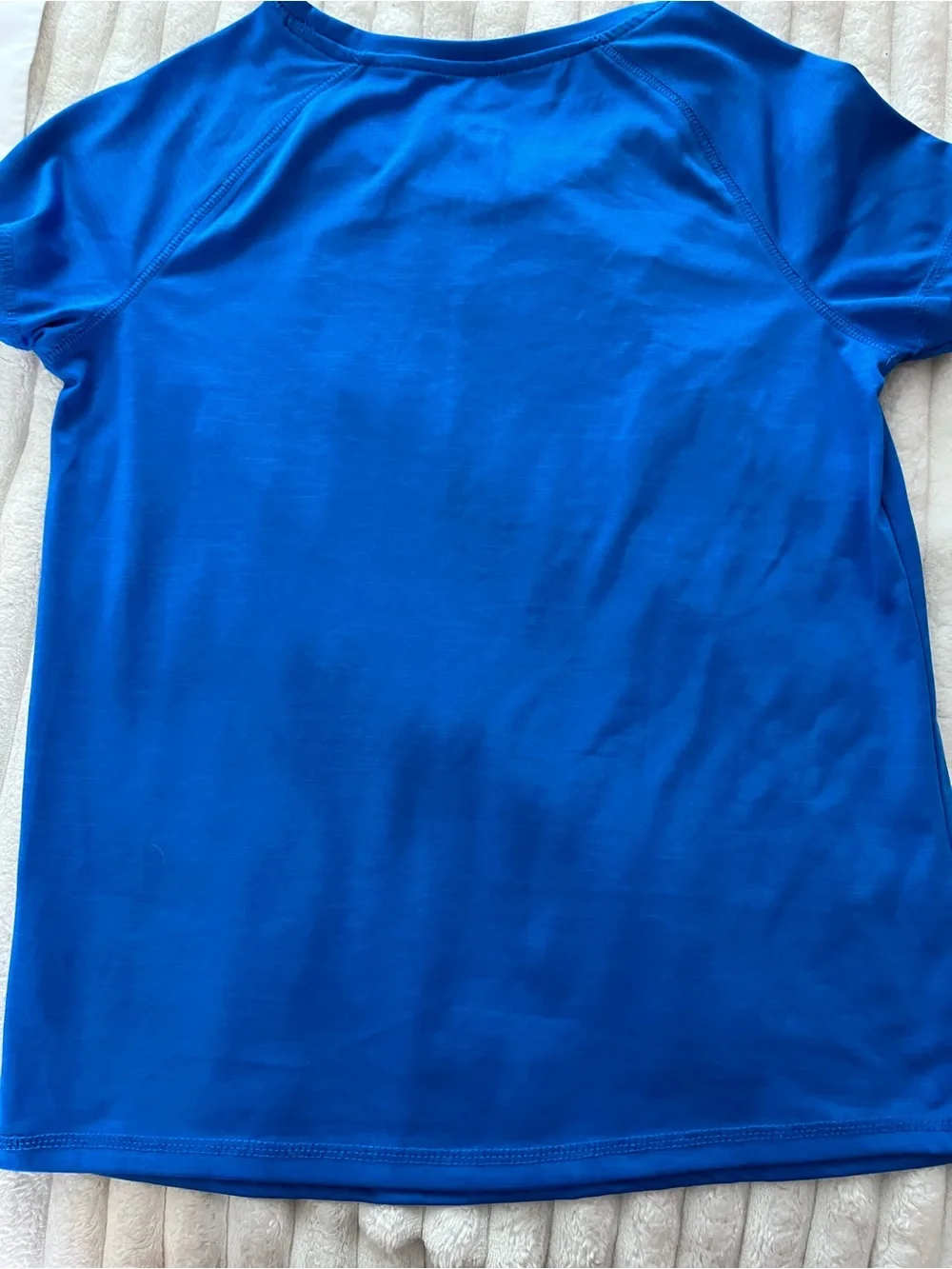 Girls Blue Active Tee with Flamingo Patch - DryFit Style